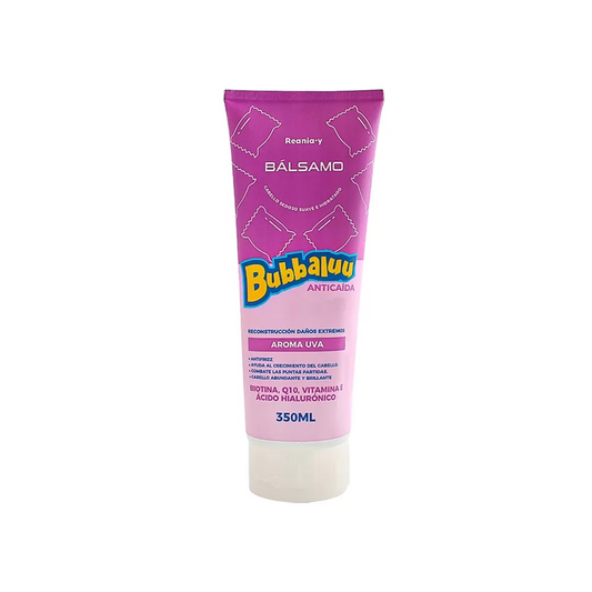 Bálsamo sin sal ANTICAÍDA Bubbalu Biotina Q10 Vitamina E Ácido hialurónico 350ml. | Uva