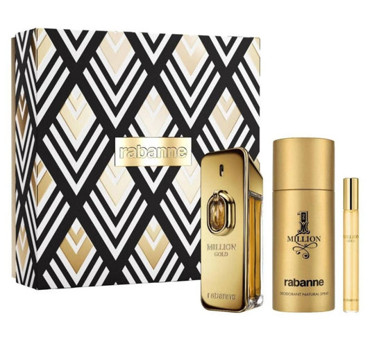 Set Perfume hombre estuche 1 million Gold Elixir parfum Intense  100ml + Desodorante 150ml + Eau de Toilette 10ml